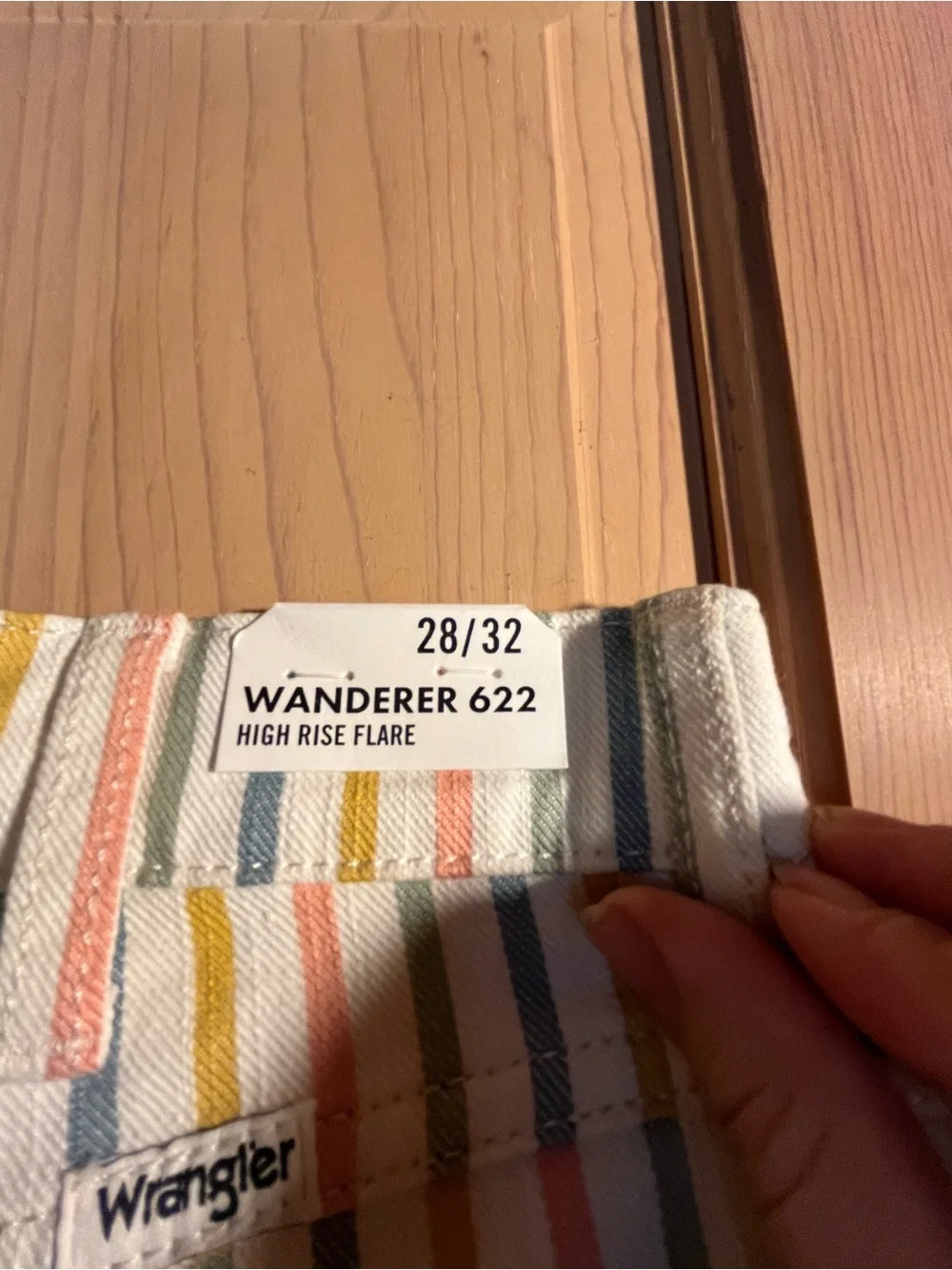 NWT Wrangler Pastel Rainbow Stripe Wide-Leg Pants - Picture 3 of 4